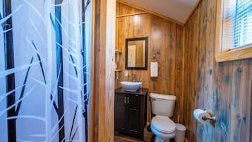 Tina, toallas, jabón, papel de baño