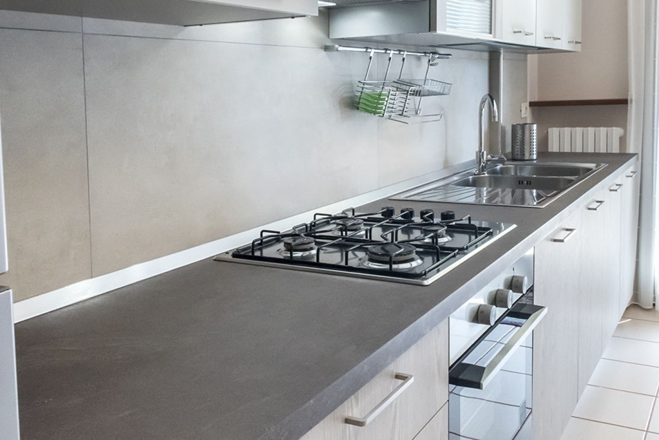 Fridge, oven, dishwasher, dining tables