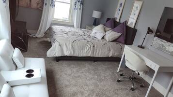 2 makuuhuonetta, silitysrauta/-lauta, vauvan matkasänky, ilmainen Wi-Fi