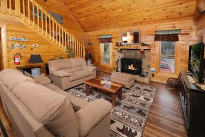 TV, fireplace, video games