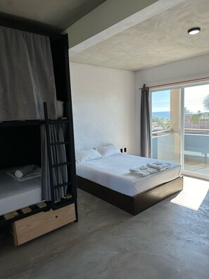 Superior Triple Room, Sea View | Free WiFi, bed sheets - Straw Hat Surf Hostel (Puerto Escondido)