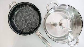 Fridge, microwave, stovetop, electric kettle
