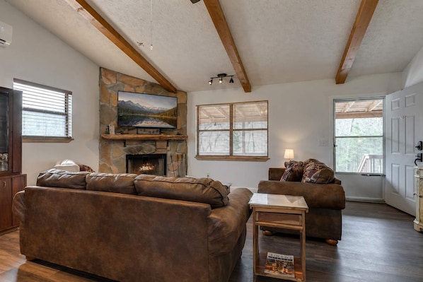 TV, fireplace