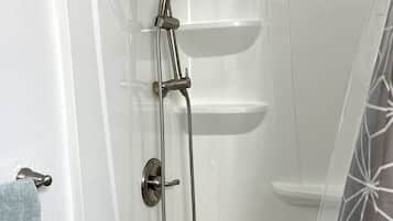 Hair dryer, towels, toilet paper