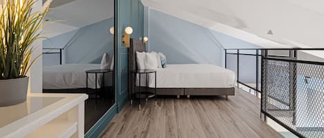 1 habitación, cubrecamas, decoración personalizada y muebles diferentes