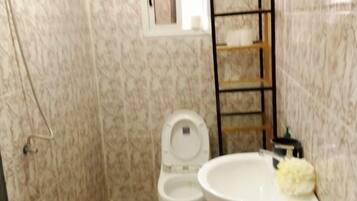 Douche, serviettes fournies, savon, papier toilette