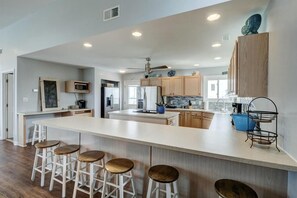 Fridge, microwave, oven, stovetop - 5BR Ocean View House - Hot Tub - Boat Access (North Topsail Beach)