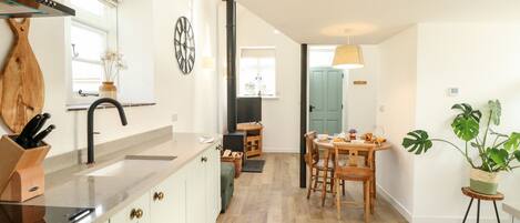 Fridge, dishwasher, electric kettle, toaster