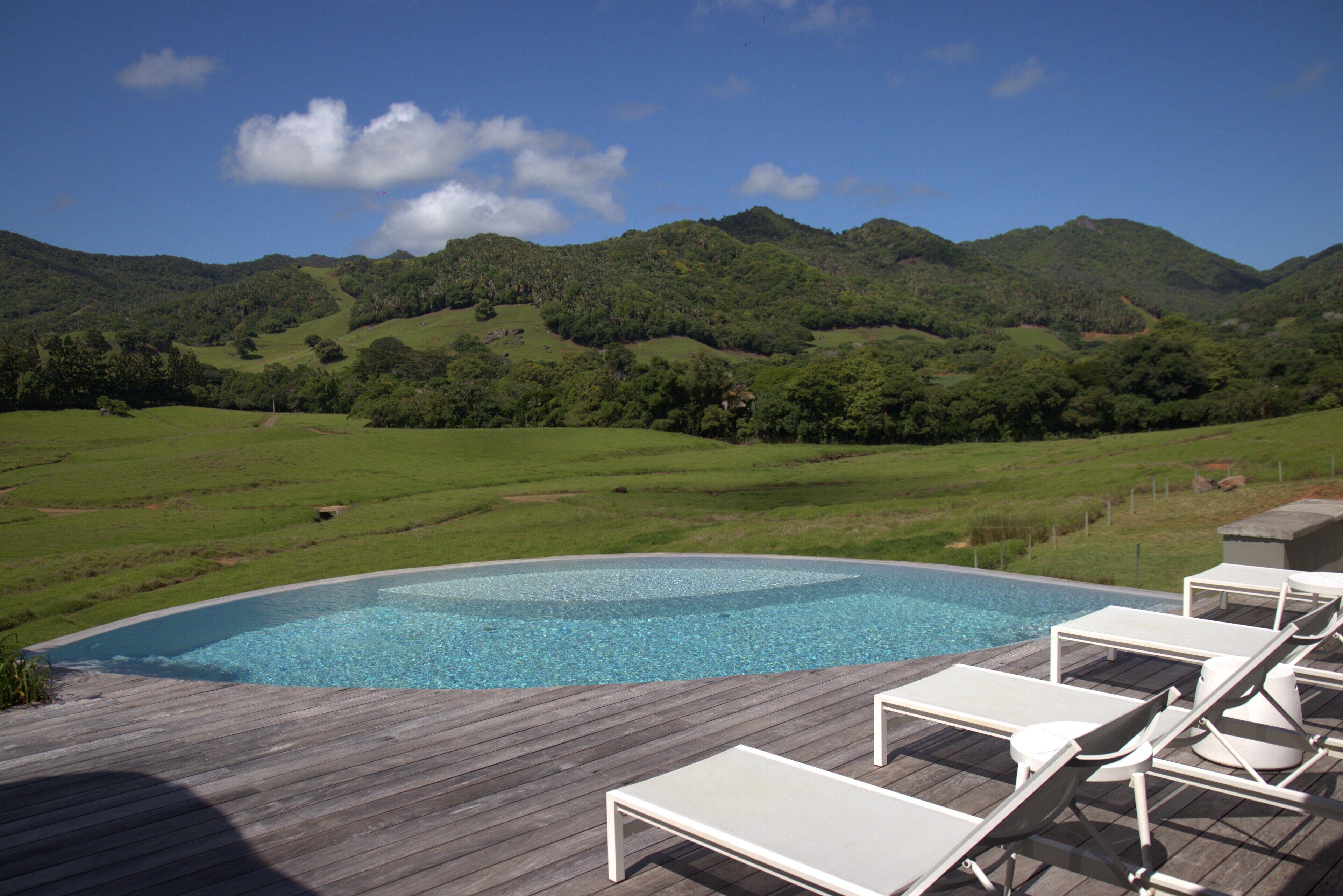 Outdoor pool, sun loungers