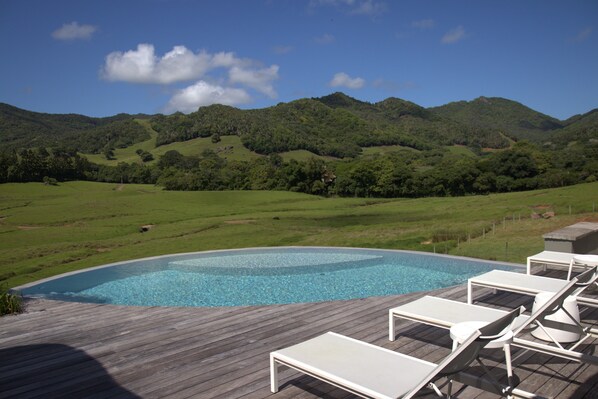 Outdoor pool, pool loungers
