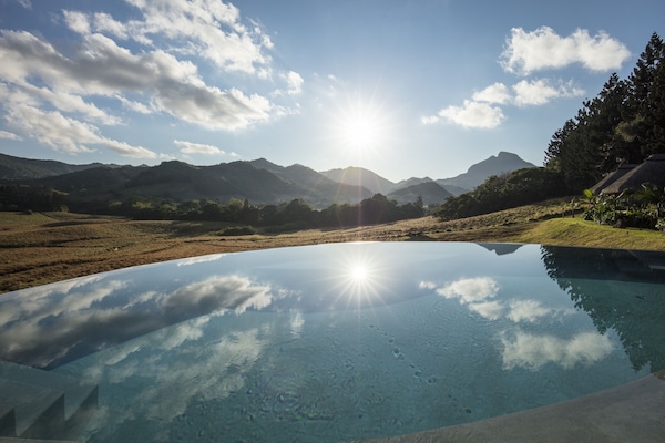 Outdoor pool, pool loungers