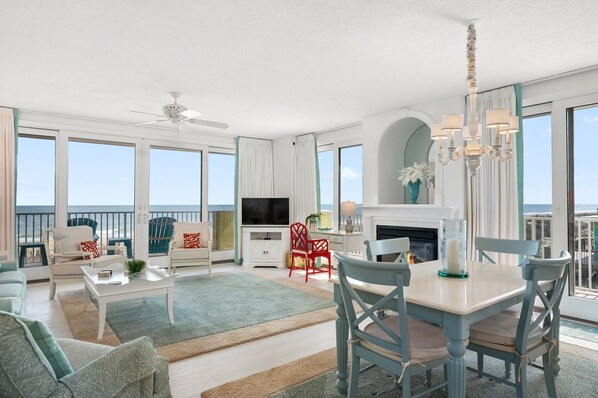 Living area - Plantation House 102 - Incredible 3 br/3bath condo with huge, oceanfront wraparond balcony (Ocean City)