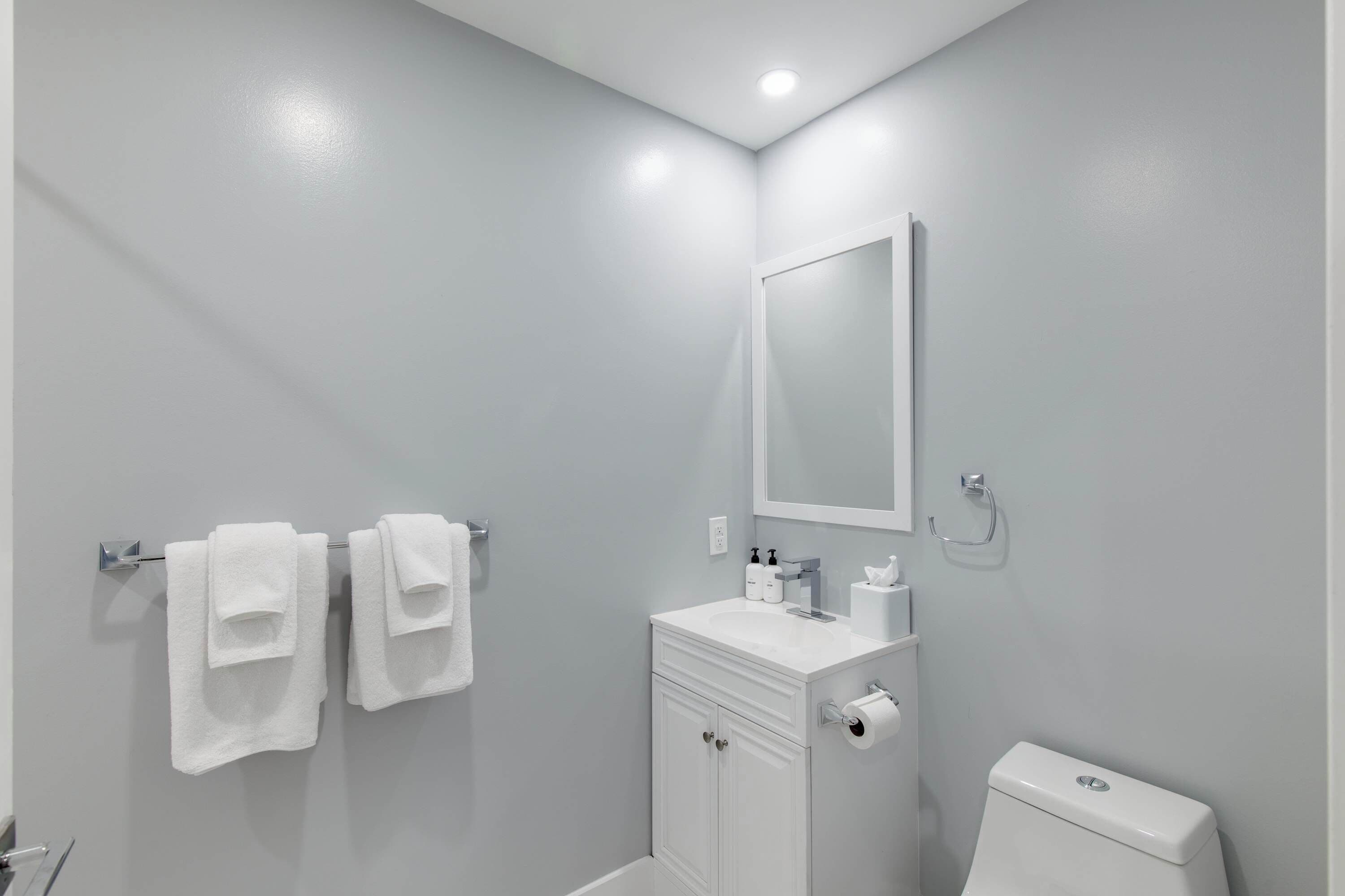 Bathtub, hair dryer, towels