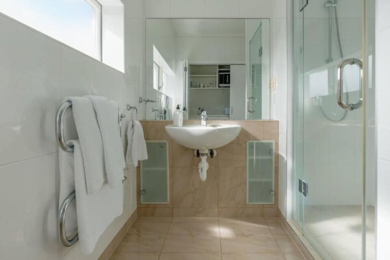 Hair dryer, soap, shampoo, toilet paper