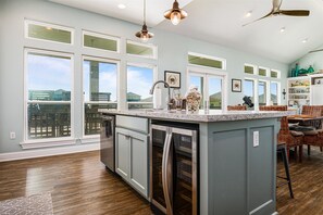 Fridge, microwave, oven, cookware/dishes/utensils