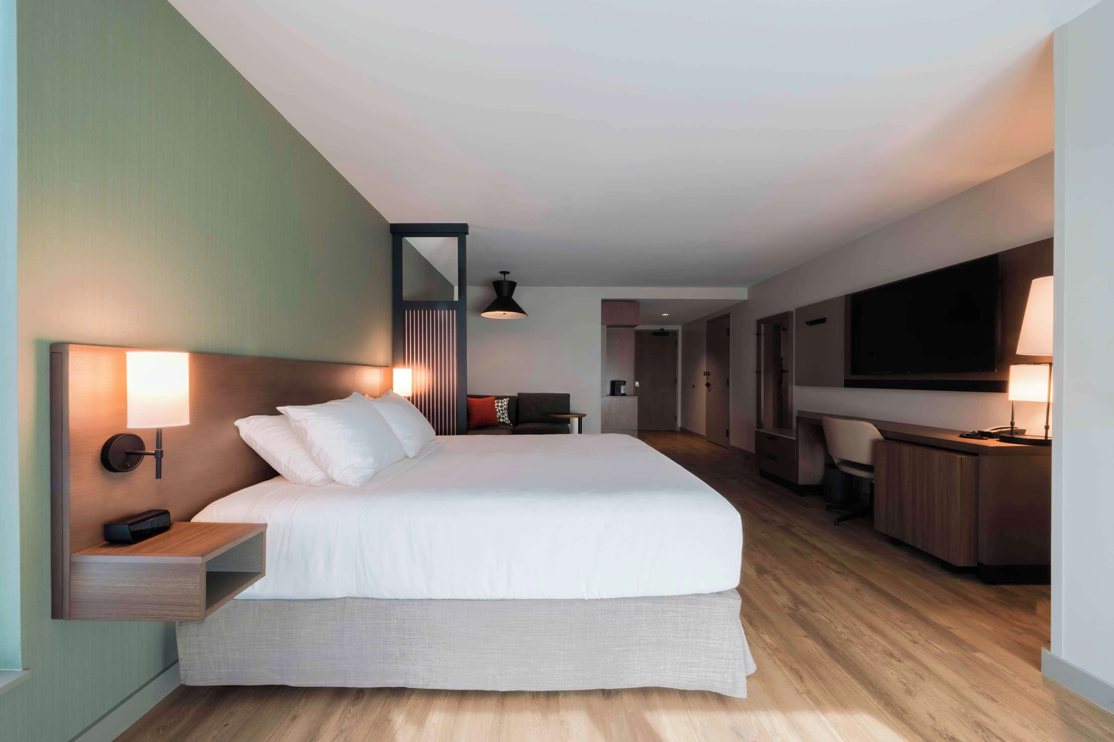 room, 1 king bed with sofa bed, accessible (roll-in shower) | premium bedding, in-room safe, blackout curtains, iron/ironing board