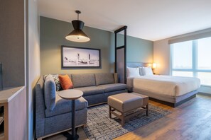 Roupas de cama premium, cofres nos quartos, cortinas blackout