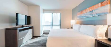 Guest Room, 客房, 1 张特大床 | 埃及棉床单、高档床上用品、泰普尔床垫、客房内保险箱