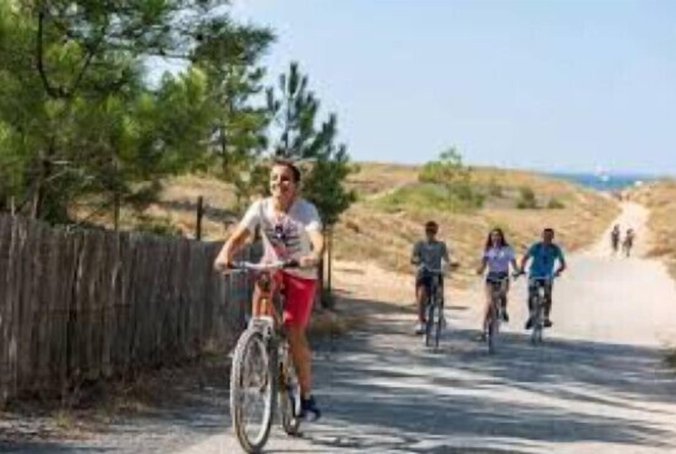 A paved path with cyclists.