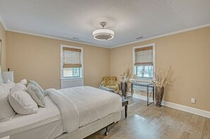 1 bedroom, desk, iron/ironing board, travel cot