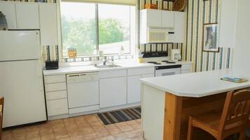 Fridge, microwave, oven, dishwasher