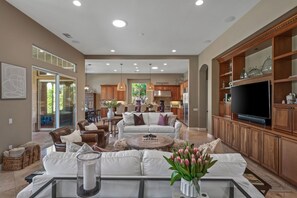 Smart TV, caminetto, impianto stereo