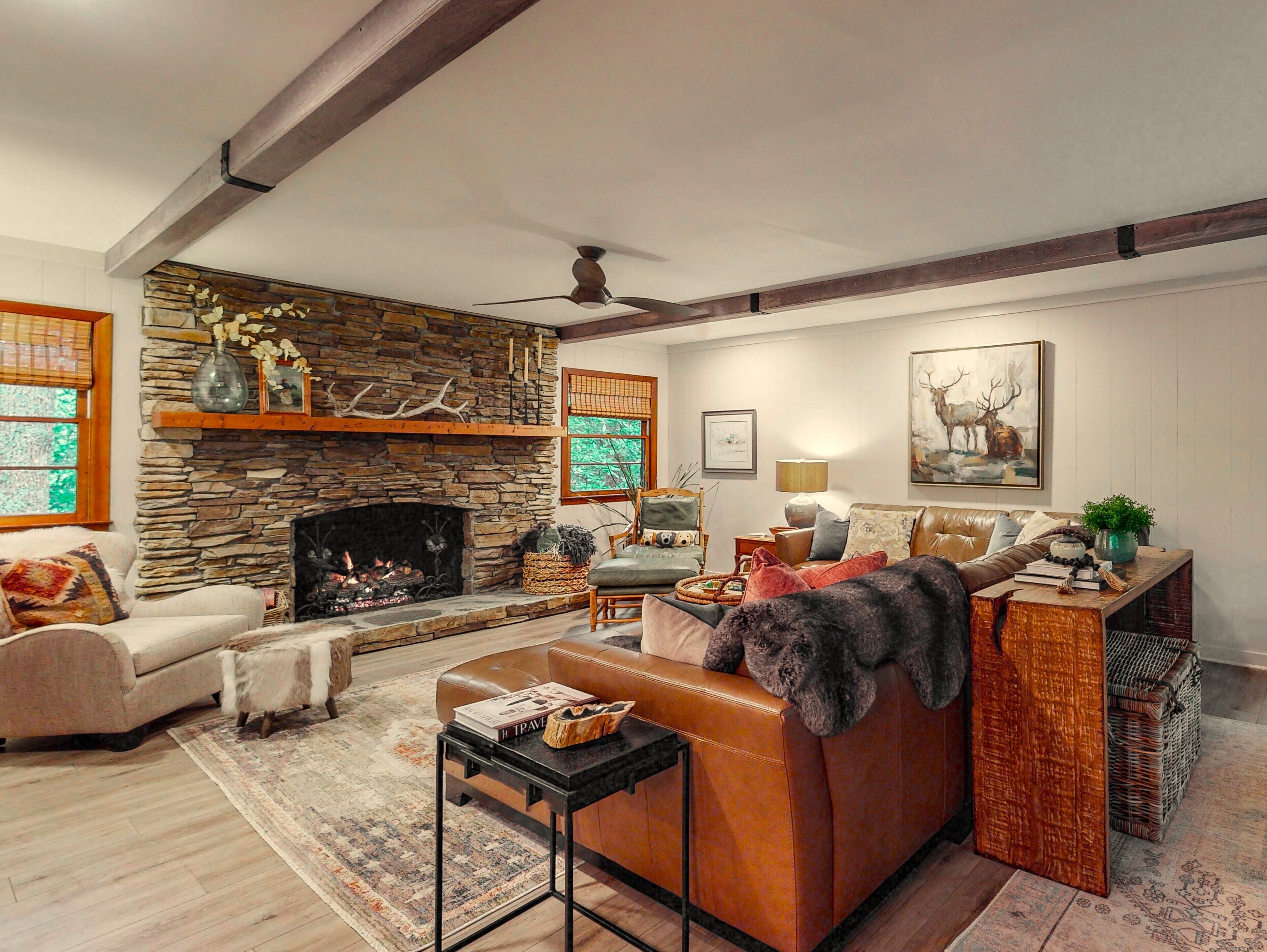 Smart-TV, Kamin, Bücher