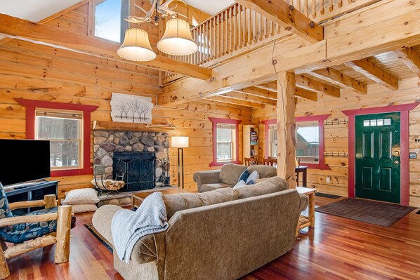 TV, fireplace, DVD player, foosball - Dog-friendly cabin on expansive land with a firepit, grill, game room, & W/D (Arkdale)