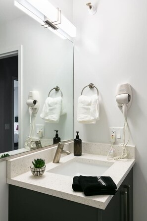 Hair dryer, towels