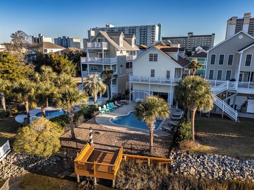 3BD Beach Home- Private Heated Pool-Marsh Front with Dock