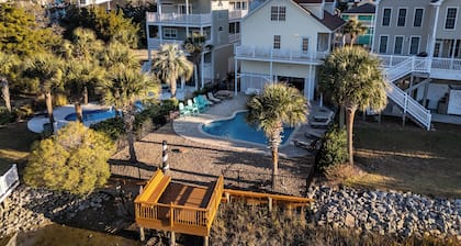 3BD Beach Home- Private Heated Pool-Marsh Front with Dock