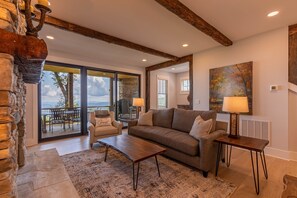 TV, fireplace - Blue Ridge Bliss - BRMC amenities, views, firepit, indoor and outdoor gas fireplace (Boone)