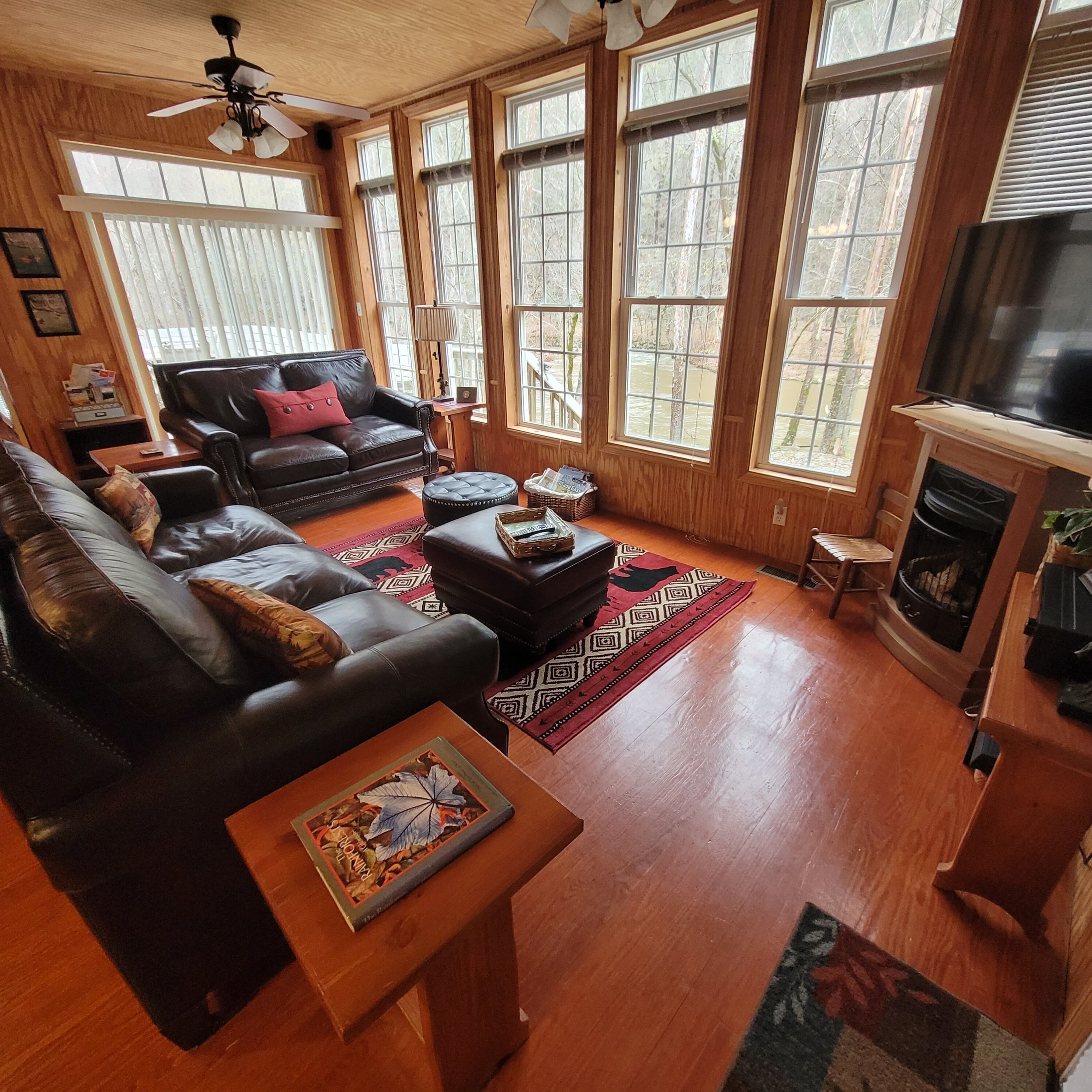 TV, fireplace