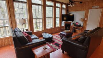 TV, fireplace