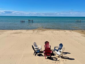 On the beach, beach towels - Beach Front Home, Family-Friendly, 2 miles from Downtown Caseville. (Pigeon)