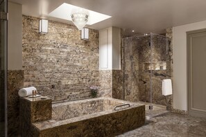 Deluxe Room, 1 Queen Bed (Premium Villa) | Bathroom | Deep soaking tub, designer toiletries, hair dryer, bathrobes