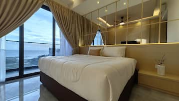 Apartemen Premium, 2 kamar tidur, kolam renang pribadi | 1 kamar tidur, seprai Frette Italia, seprai premium, dan busa memori