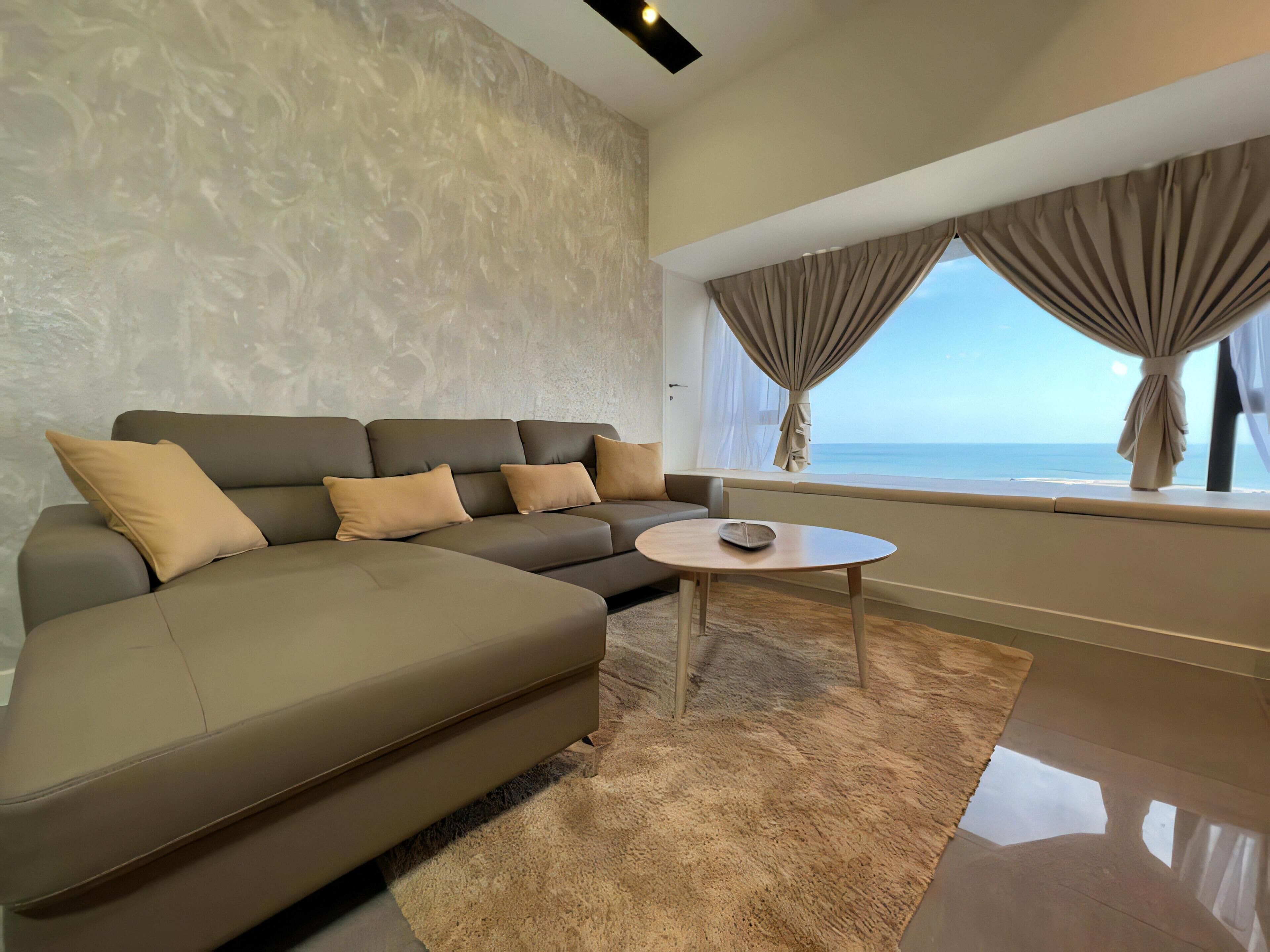 Apartemen Keluarga, 2 kamar tidur, bathtub, pemandangan laut | Area keluarga | Smart TV, Netflix, dan layanan streaming