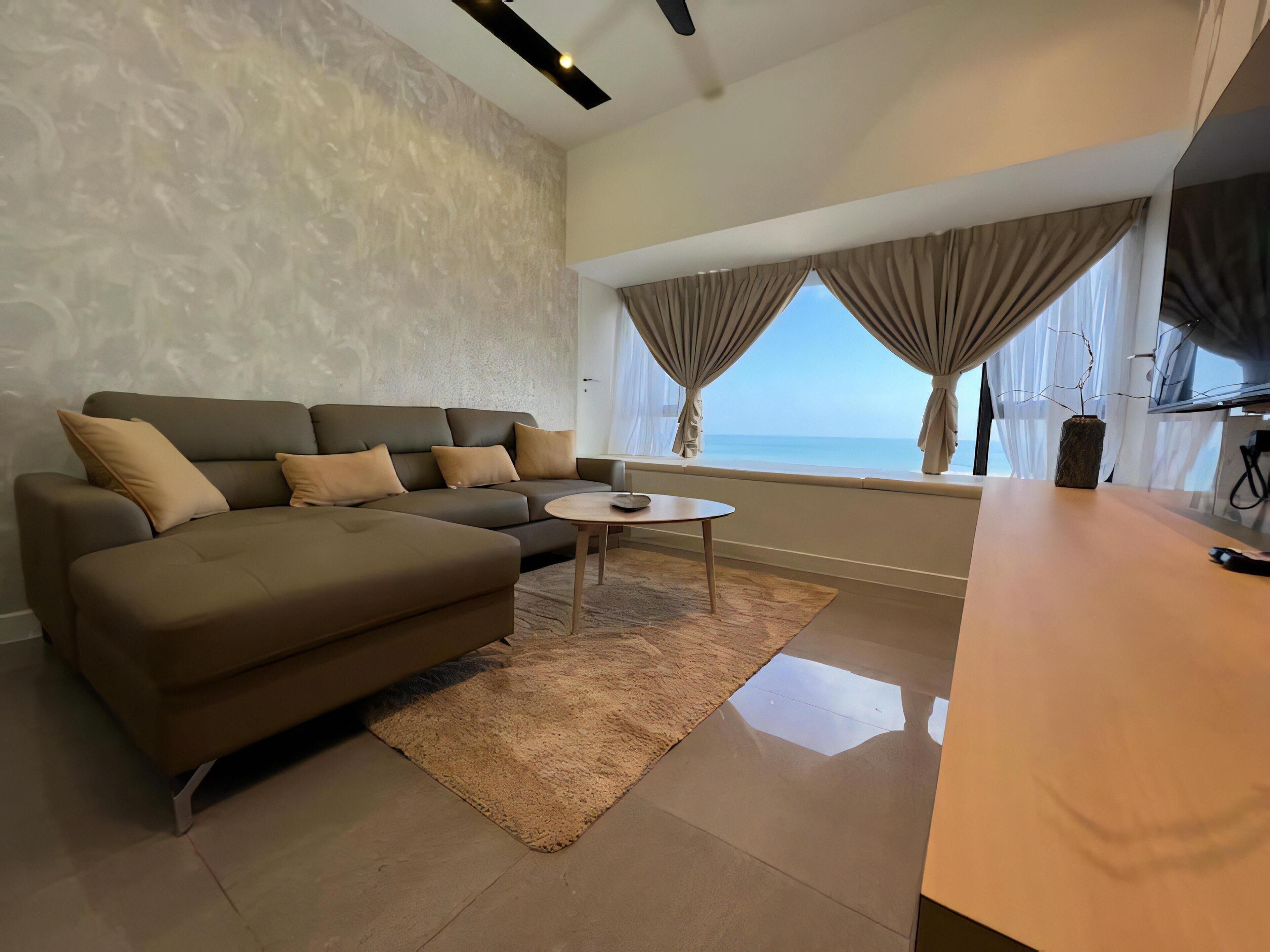 家庭公寓, 2 間臥室, 浴缸, 海景 | 起居區 | 智慧型電視、Netflix、串流服務