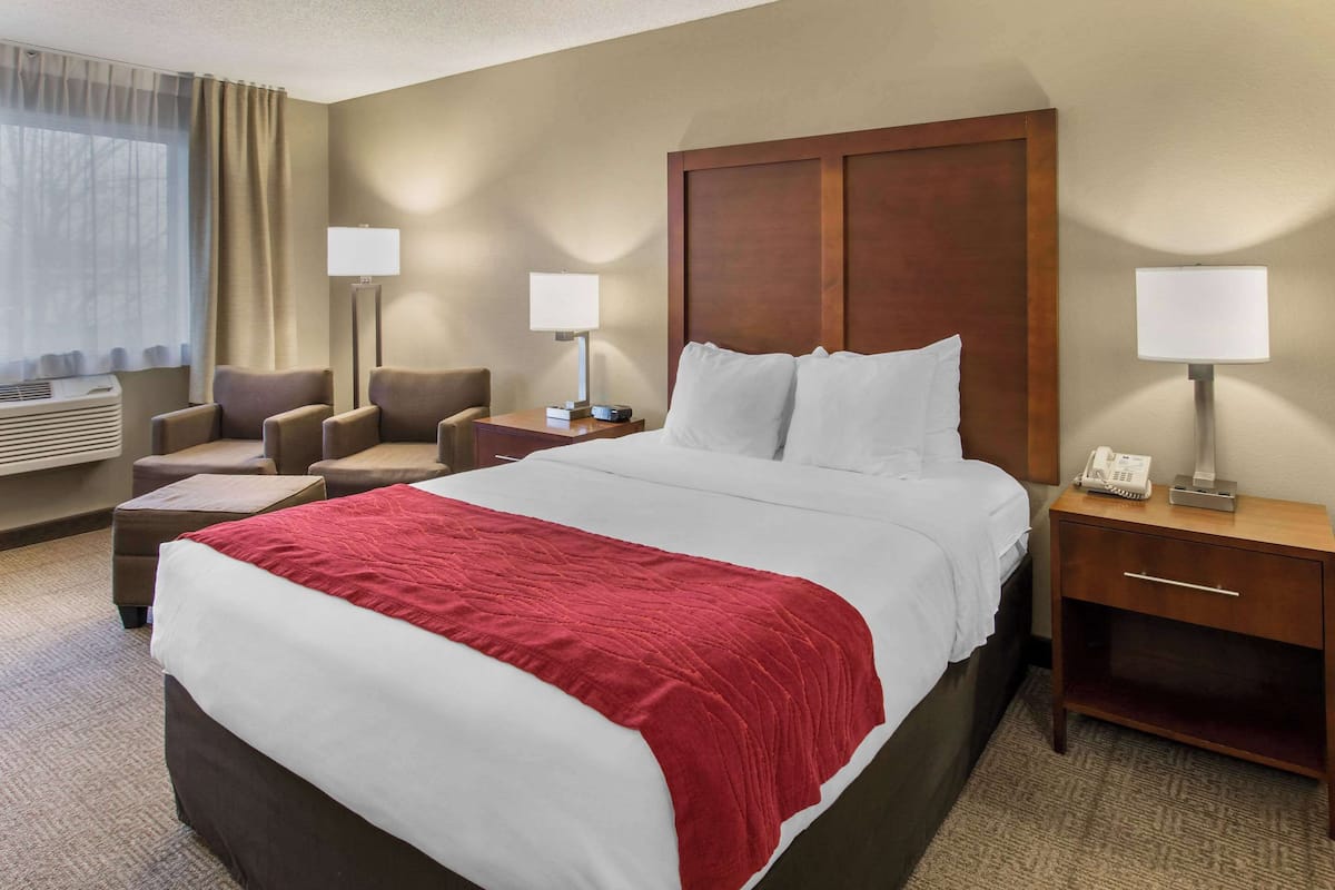 Quarto standard, 1 cama Queen, para não fumantes | Escrivaninha, ferros/tábuas de passar roupa, Wi-Fi de cortesia