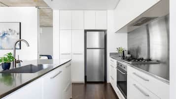 One Bedroom Apartment | Private kitchen | Full-sized fridge, microwave, oven, dishwasher