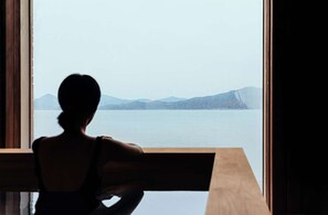 2F Private Ocean View + Hinoki Bathtub (Breakfast & Dinner for 2) | Bathroom | Separate tub and shower, deep soaking tub, hair dryer, bathrobes - IJE Namhae (Namhae)