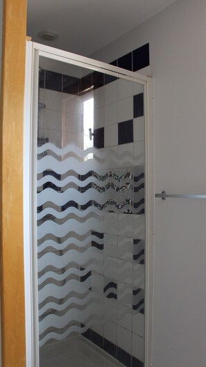 Douche, séchoir à cheveux, papier de toilette
