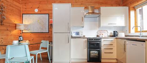 Fridge, dishwasher, electric kettle, toaster