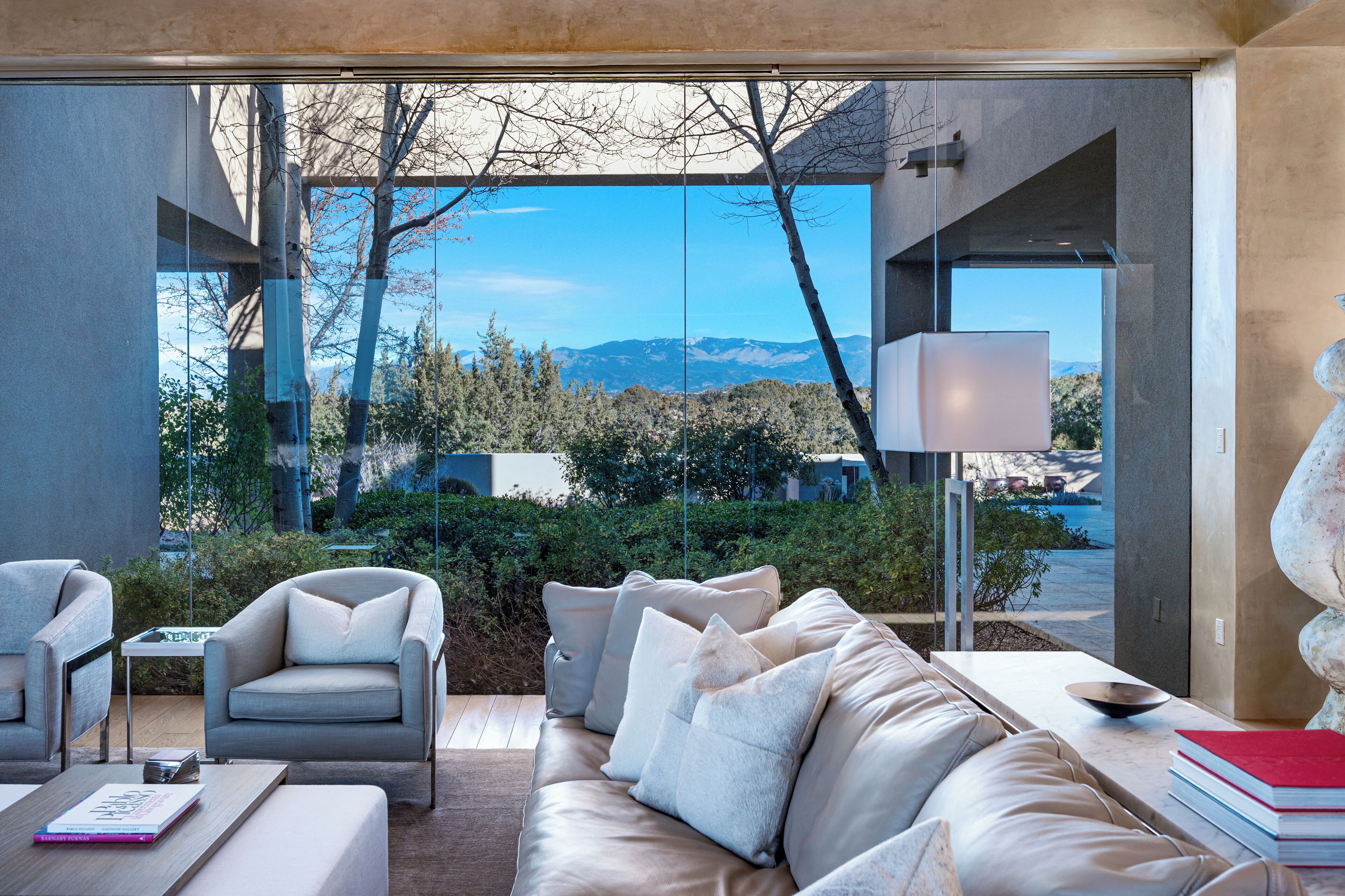 TV connectée, cheminée, livres, espaces bureaux