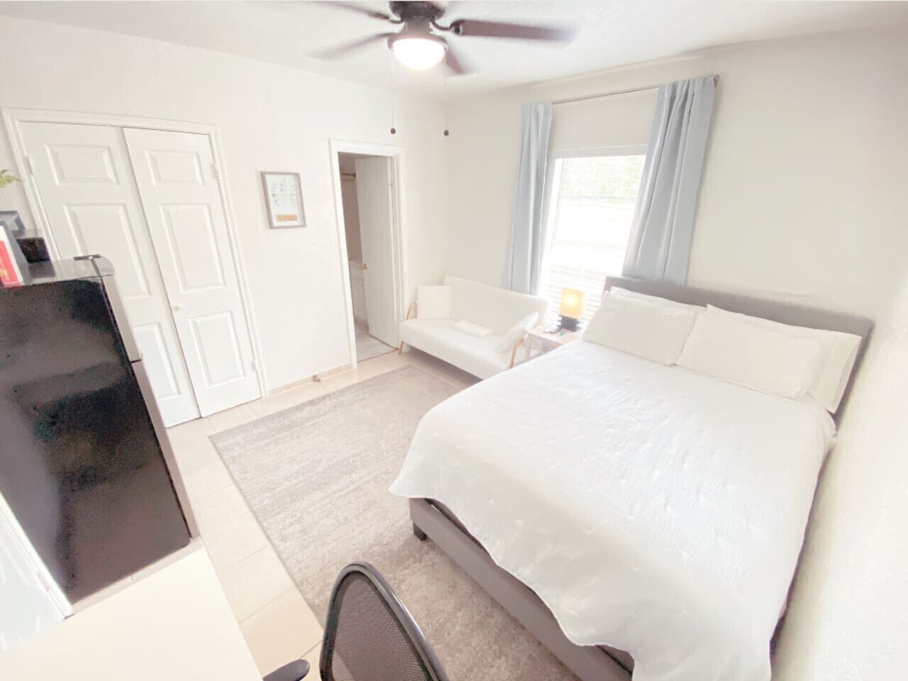 1 bedroom, desk, soundproofing, iron/ironing board