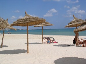 Sun loungers, beach towels