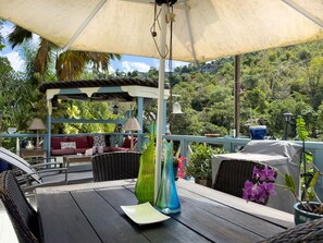 Outdoor dining - ST.JOHN, VIRGIN ISLANDS!  2 BEDROOM, 1.5 BATH, BEAUTIFUL TROPICAL GARDENS! (St. John)