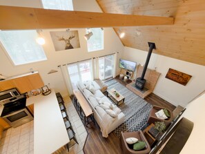 Smart TV, fireplace, video games, DVD player