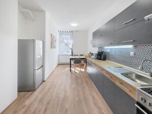 Fridge, microwave, oven, stovetop - Apartment LUKAS 2 / city centre - opening April 2023 (Karlovy Vary)